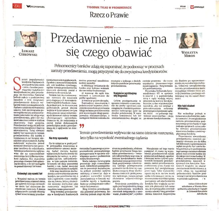 Przedawnienie w sprawach frankowych – nie ma się czego obawiać